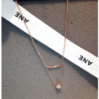 韩版时尚配饰品欧美精致简约锆石双层气质短款锁骨链双层项链女