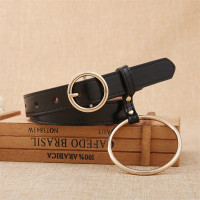 韩国休闲复古大环圈女式皮带细简约百搭腰带女士学生圆扣裤带女潮