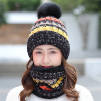 帽子女冬天潮加绒毛线帽韩版青年甜美可爱女士秋冬针织帽围脖保暖