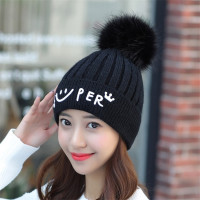 字母帽子女冬天潮加绒毛线帽青年甜美可爱秋冬韩版保暖针织帽学生