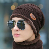 帽子男冬天加绒毛线帽加厚针织帽秋冬季套包头棉帽骑车保暖防风帽