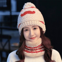 帽子女冬天毛线帽女生秋冬季户外保暖防风针织帽韩版潮胡子帽围脖