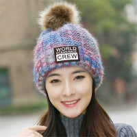冬天帽子女 韩国学生保暖针织帽秋冬季韩版加绒加厚护耳毛线帽潮