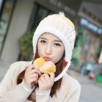 加厚冬天帽子女冬季韩版潮可爱女士保暖护耳秋冬款拼色针织毛线帽