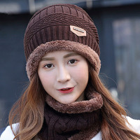 韩版潮帽子冬天针织帽男保暖加厚包头帽冬季青年毛线帽女围脖套装