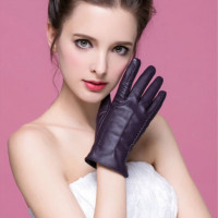 皮手套触摸屏PU皮女秋冬天修手棉加厚加绒保暖短款骑车防风开车