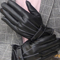 男士皮手套开车冬季保暖全触屏 骑车手套防风加绒加厚摩托车手套