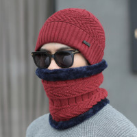 帽子男冬天时尚毛线帽加厚韩版针织帽套头帽加绒双层保暖男士冬季帽男青年户外骑行防风防寒棉帽