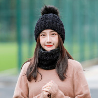 韩版冬天毛线帽子女冬季骑车防风防寒护耳帽休闲包头帽韩国学生保暖加绒加厚针织毛线帽子围脖套装