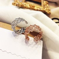 新款蕾丝网状戒指女韩版网红潮人大气学生冷淡风欧美流行风精致镂空气质复古食指指环