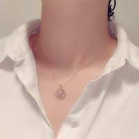 简约韩版时尚个性镀18K玫瑰金项链女圈圈水晶吊坠百搭短款钛钢装饰小清新锁骨链饰品网红礼物