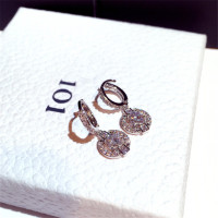 新款时尚韩国925纯银针耳环精致超闪镶水钻气质耳扣耳钉耳坠女