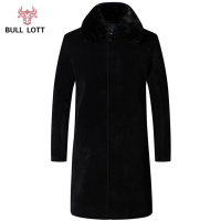 公牛乐途2021老衣男冬季新款加绒加厚外套中老年男装保暖呢子风衣爸爸棉衣