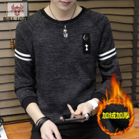 公牛乐途2021冬季新款潮流圆领韩版打底衫加绒加厚保暖秋衣服长袖T恤男士卫衣
