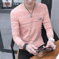 公牛乐途2021秋装男士长袖T恤韩版条纹 春秋潮流圆领小衫外套新款卫衣男秋衣服