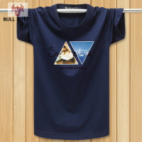 公牛乐途2021男士纯棉短袖T恤圆领加肥加大码宽松时尚印花夏季T恤男胖子亲子装