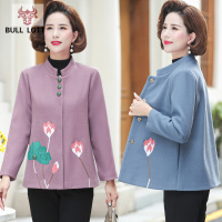 公牛乐途2021妈妈秋装毛呢外套40岁洋气中年女装春秋短款呢子夹克妇女新款上衣
