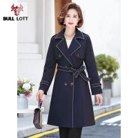 公牛乐途2021秋季新款妈妈装风衣中长款大码显瘦上衣中年女装时尚气质外套