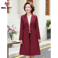 公牛乐途2021秋季新款气质妈妈风衣中长款洋气大码上衣阔太太外套女装
