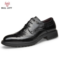 公牛乐途2021新款全真皮布洛克皮鞋男英伦纯牛皮青年商务正装订婚男鞋婚鞋