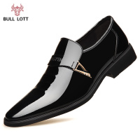公牛乐途2021男装婚礼鞋子伴郎新郎皮鞋光面隐形内增高结婚用不系带时尚婚鞋