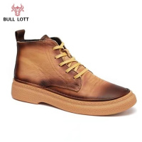 公牛乐途2021冬季欧洲站男鞋真皮高帮板鞋男韩版百搭潮流厚底马丁靴休闲鞋