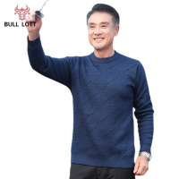 公牛乐途2021爸爸冬装毛衣中年男士加厚保暖毛线衣中老年人爷爷男装加绒针织衫
