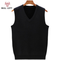 公牛乐途2021秋冬季毛衣背心马甲男中老年爸爸装加绒加厚含羊毛针织衫保暖坎肩