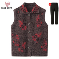 公牛乐途2021中老年人妈妈春装马甲毛衣秋冬坎肩针织衫老人背心奶奶开衫外套女