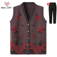 公牛乐途2021老年人背心坎肩奶奶毛衣春秋开衫老太太60-70岁中老年秋冬马甲女