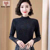 公牛乐途2021半高领打底衫长袖T恤女装年新款百搭中年妈妈内搭春上衣秋冬
