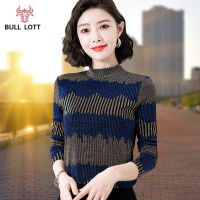 公牛乐途2021半高领打底衫长袖T恤女装年新款百搭中年妈妈内搭春上衣秋冬