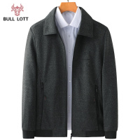 公牛乐途2021爸爸秋季薄款外套中年男士翻领加绒上衣服中老年男装春秋装夹克衫