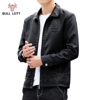 公牛乐途2021秋季翻领pu皮夹克机车潮流修身百搭短款年骑行时尚帅气皮外套