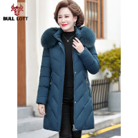 公牛乐途2021妈妈棉衣女中长款高贵洋气羽绒棉服阔太太棉袄50岁中老年冬装外套