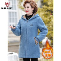 公牛乐途2021中年妈妈秋冬加绒颗粒绒棉衣外套大码中老年女装50岁保暖羽绒棉服