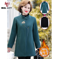 公牛乐途2021妈妈秋冬装毛呢外套中年春秋时尚中老年女装50岁秋冬加棉呢子上衣