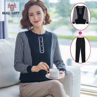 公牛乐途2021中年妈妈秋装毛衣洋气打底衫40岁50中老年女秋冬宽松针织上衣小衫