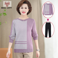 公牛乐途2021中老年妈妈秋冬装长袖洋气打底上衣年春秋装毛衣针织小衫T恤