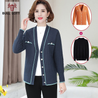 公牛乐途2021妈妈秋装外套短款40岁50小个子妇女上衣中老年风衣女春秋针织上衣