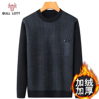 公牛乐途2021老人毛衣男加绒加厚中年爸爸装保暖针织衫羊毛中老年打底衫上衣男