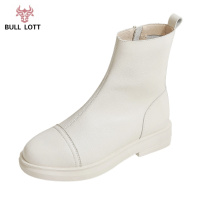 公牛乐途2021年秋冬季新款网红白色马丁靴女英伦风平底瘦瘦靴短靴子潮ins