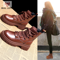 公牛乐途真皮马丁靴2021年新款女鞋子春秋单靴秋季秋款早秋女款短靴子