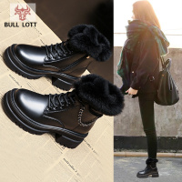 公牛乐途雪地靴女2021年新款棉鞋秋冬女鞋防水英伦风马丁短靴冬季加厚加绒