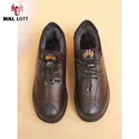 公牛乐途2021秋冬季奶奶鞋老人加绒加厚妈妈鞋舒适棉鞋软底防滑中老年保暖女鞋