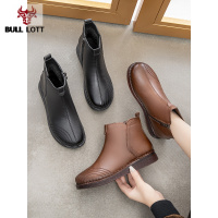 公牛乐途2021加绒加厚妈妈鞋短靴新款真皮舒适女鞋保暖棉鞋女冬季中老年女靴子