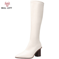 公牛乐途过膝骑士靴2021年春秋新款长筒英伦风马丁靴真皮粗跟高筒长靴