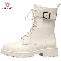 公牛乐途马丁靴女2021春秋新款帅气短靴厚底英伦风机车单靴子小众设计