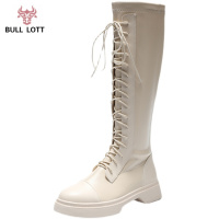 公牛乐途马丁靴女2021春秋新款靴子英伦风骑士长靴厚底小个子弹力靴长筒靴