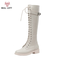 公牛乐途白色马丁靴女2021年冬季新款长靴高筒靴加绒长筒靴骑士靴瘦瘦靴子